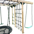 Orangutan-Themed Timber Climbing Cube Jungle Gym Playset With Swings