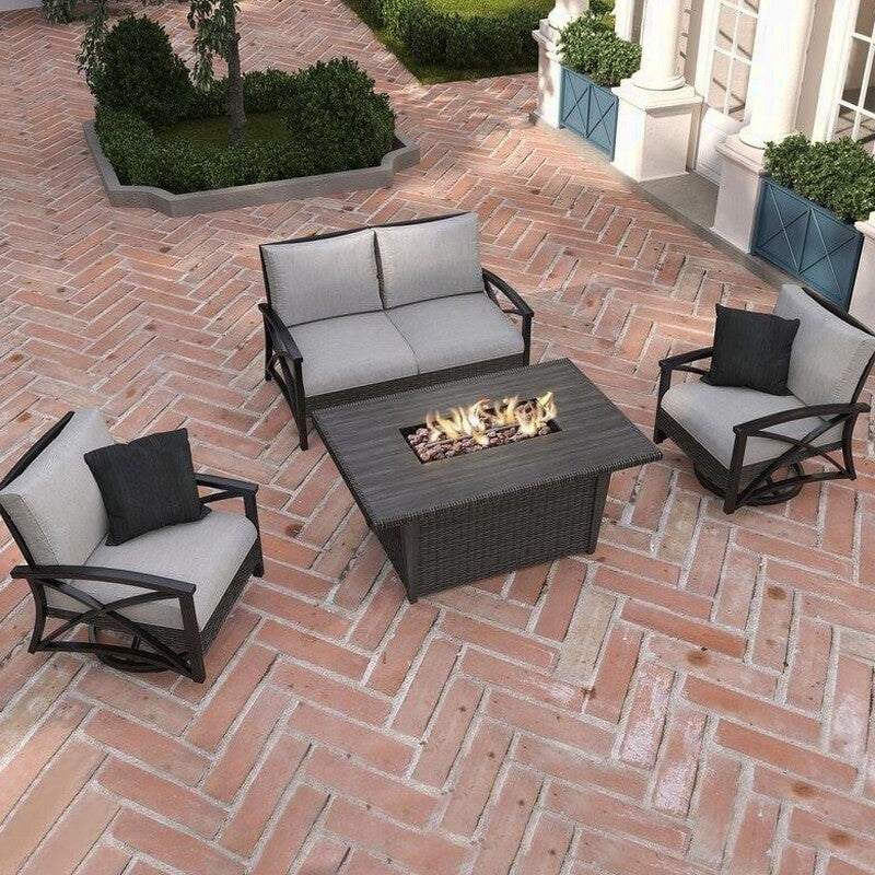 Martha Stewart Metal 4-Person Fire Pit Seating Group With Cushions