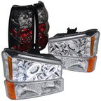 Spec-D Tuning Black SMD LED Projector Headlights With 6-LED Bumper Lights - Chevy Silverado Left And Right Pair
