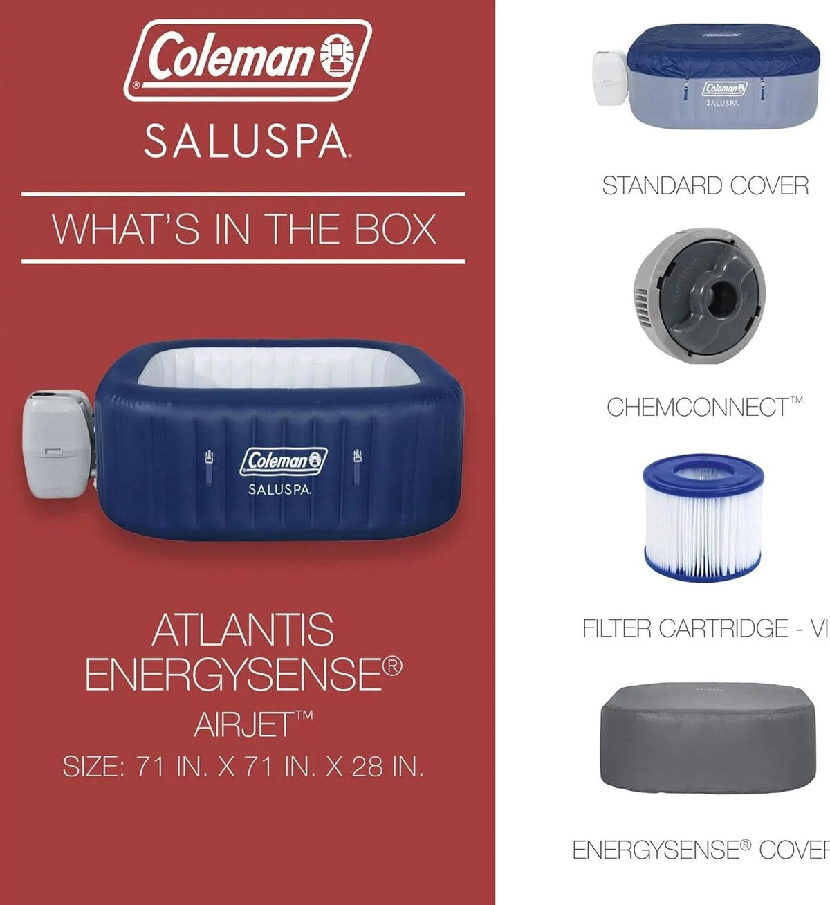 Coleman 4 To 6 Person Square Inflatable Hot Tub With 114 AirJets, Gray - 15442