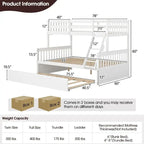 Gymax Twin-Over-Full Bunk Bed With Convertible Twin Trundle - Espresso/White