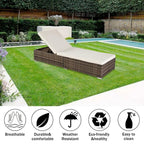 GoDecor Outdoor Wicker Rattan Reclining Sunlounger, Gray