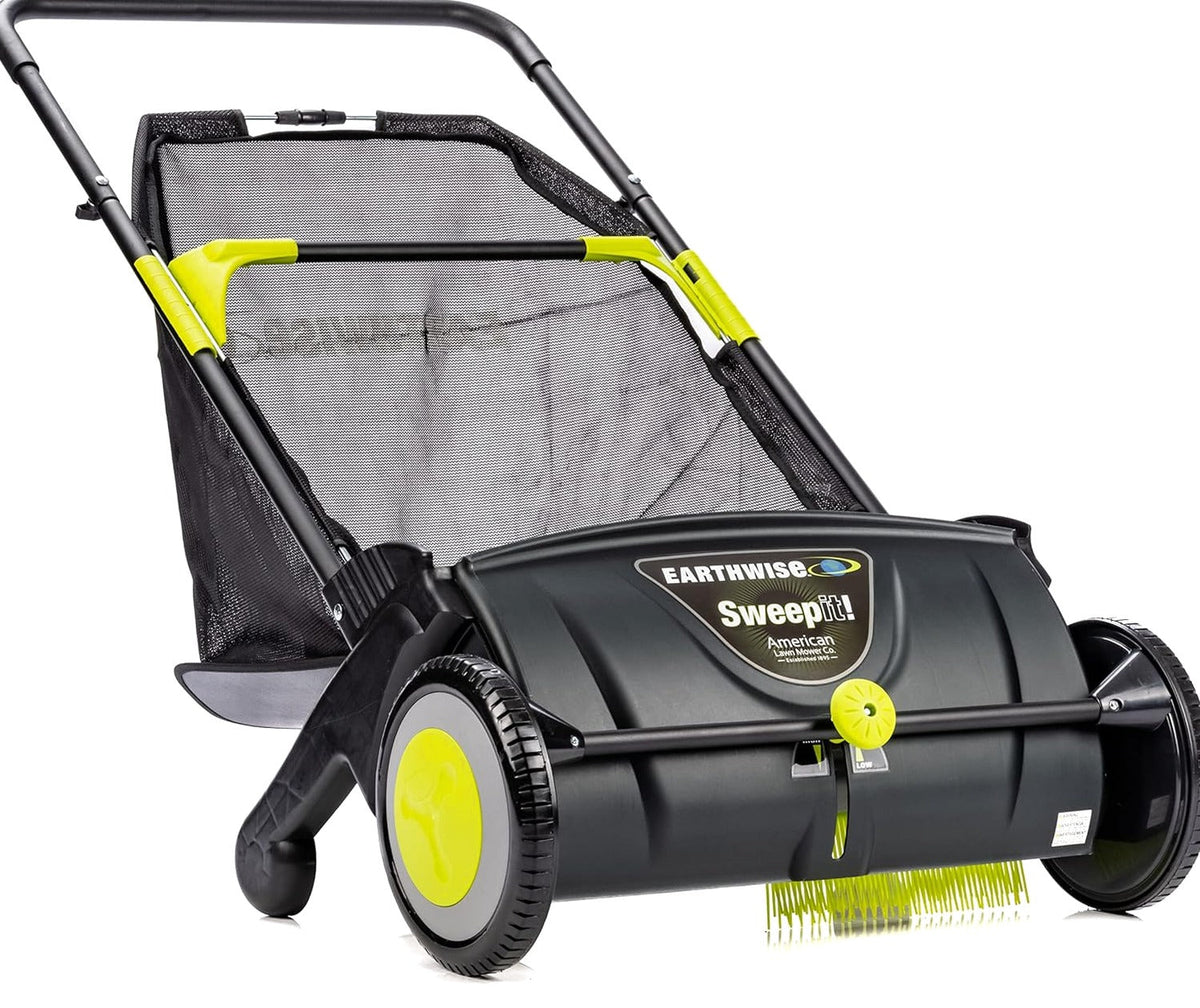 21-Inch Leaf And Grass Push Lawn Sweeper, Black