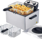 Electric Deep Fryer With Basket, 5.3 Quart, Stainless Steel