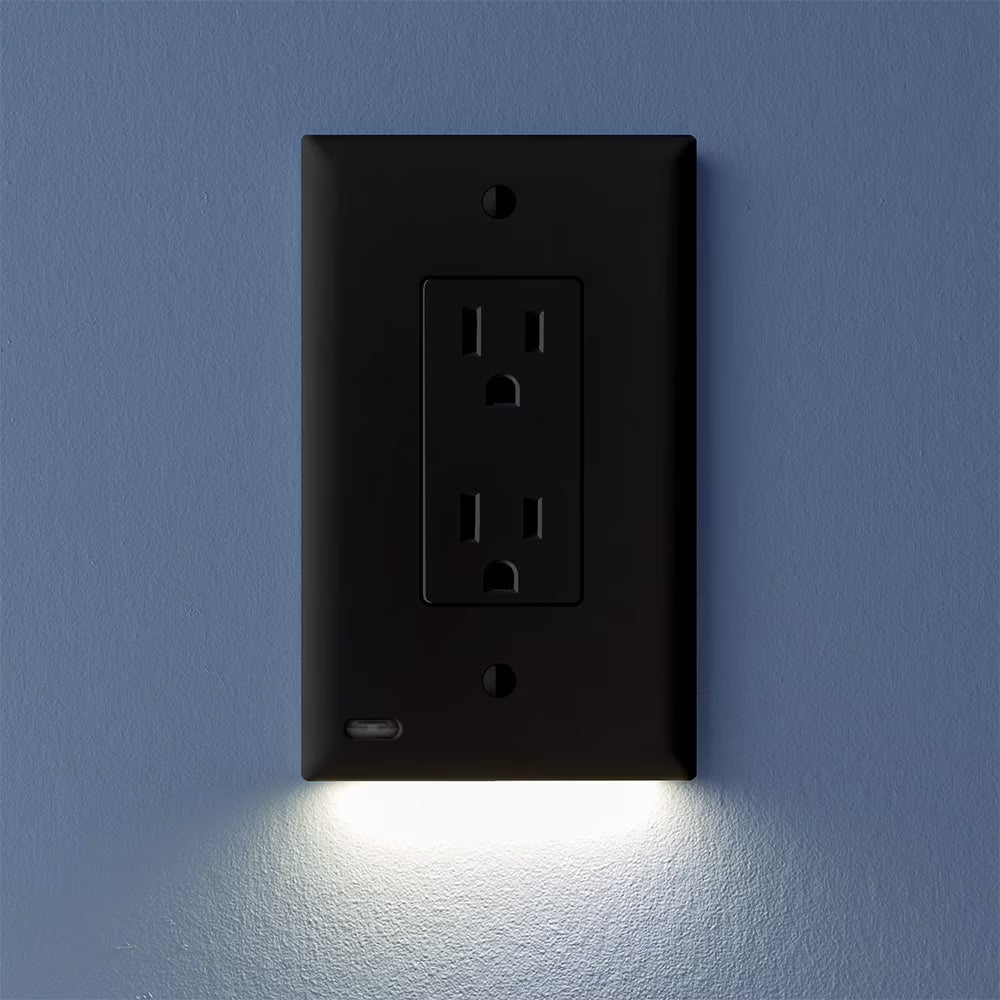 SnapPower GuideLight 2 Duplex LED Night Light Outlet Wall Plate, 6 Pack, White