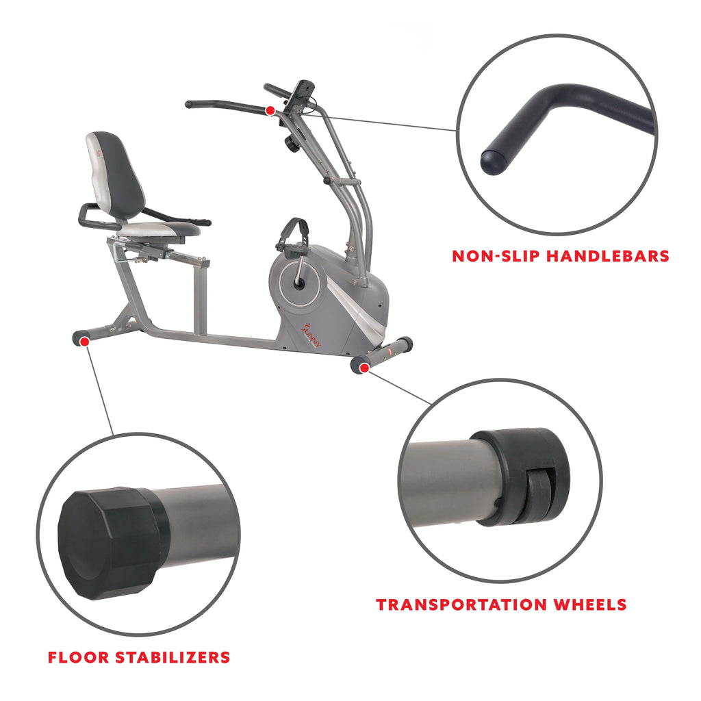 Sunny Health & Fitness Magnetic Recumbent Cross Trainer Bike With Arm Exercisers - SF-RB4936