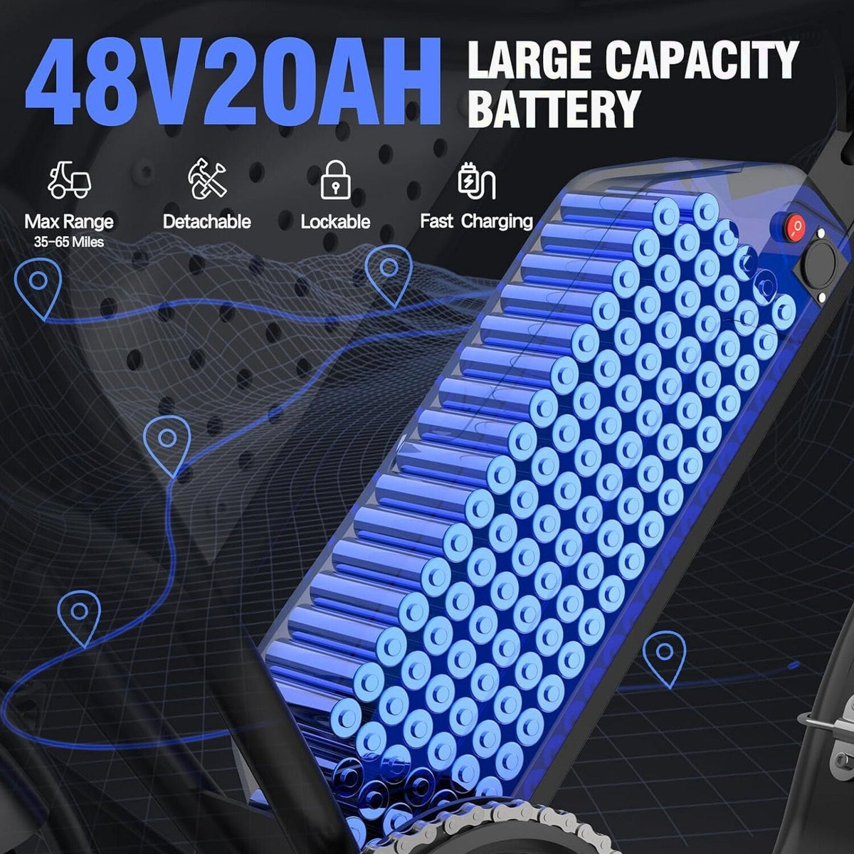 Electric Bike 2000W 52V 30-180 Miles All-Terrain Fat Tire E-Bike - Q20
