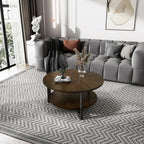 Round Coffee Table With Storage Shelf - 33.5 in