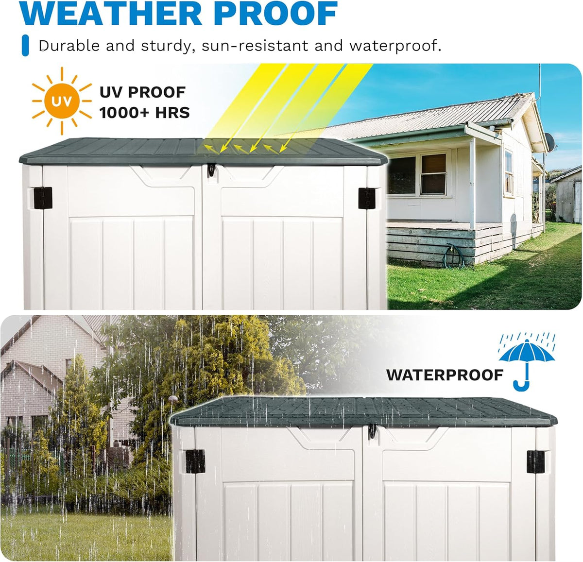 Resin Outdoor Storage Box, 47 Cu Ft, Lockable, Waterproof
