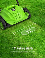 SWIPESMITH 13-Inch 12 Amp Electric Dethatcher Scarifier With Foldable Handle - 2-in-1