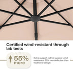 LAUSAINT HOME 11 FT Beige Curvy Cantilever Patio Umbrella With Base