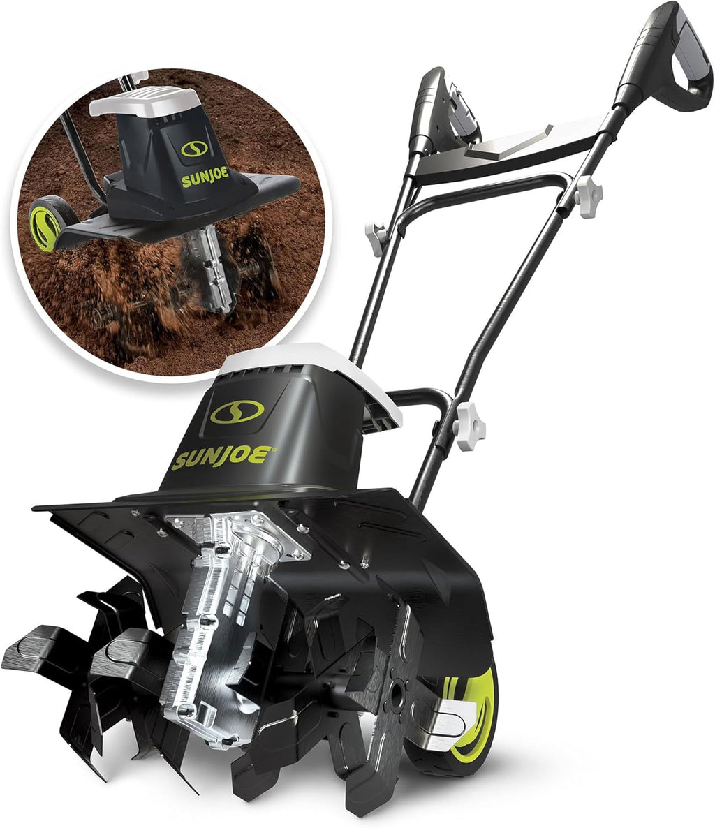 Sun Joe Corded Electric Garden Tiller And Cultivator With Steel Tines, 16 Inch, 13.5-Amp - TJ604E