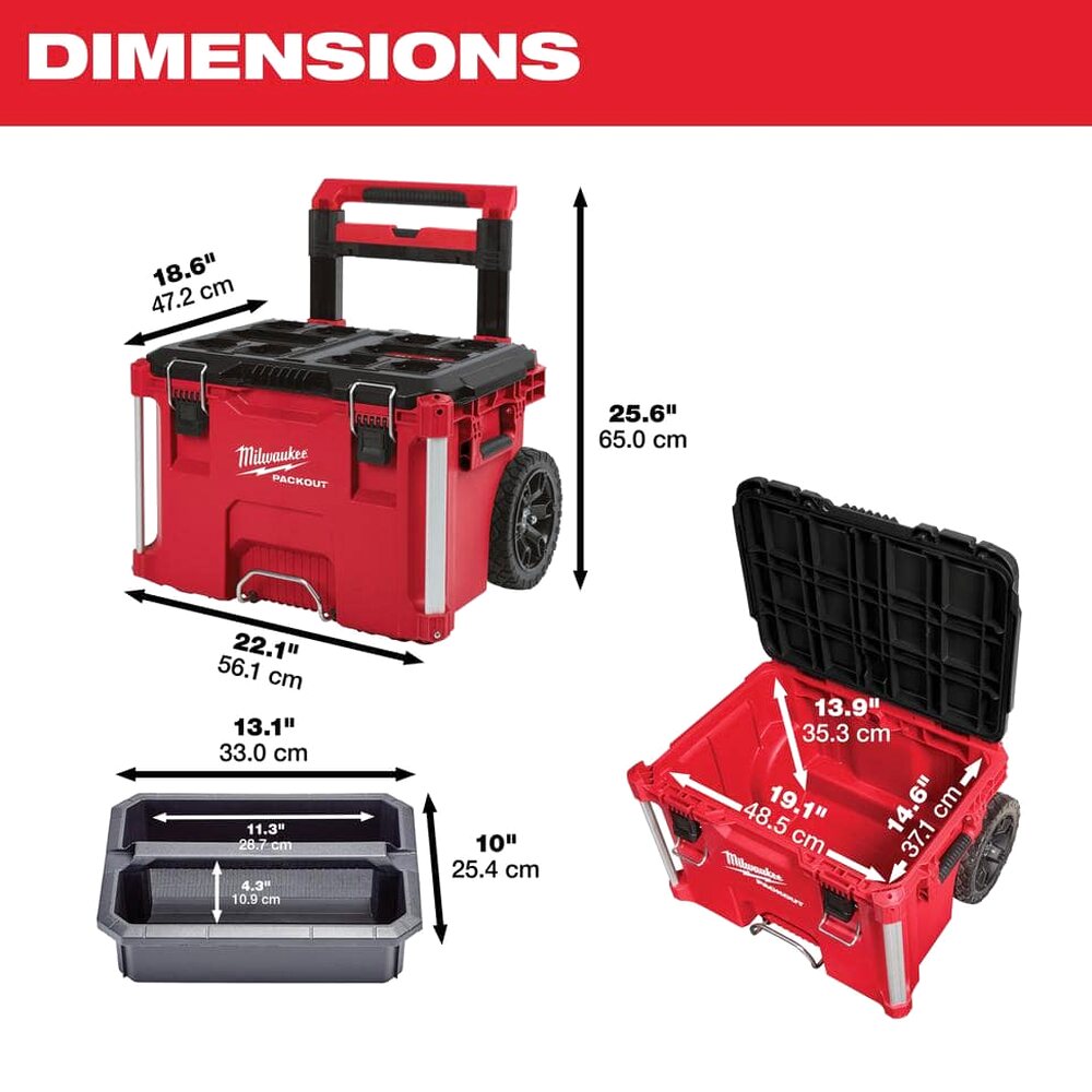 Milwaukee Packout 22 in. Rolling, Large And Medium Tool Box Set - 8426-8425-8424