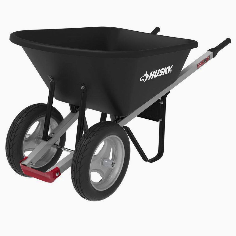 Husky Poly Dual Wheel Wheelbarrow 6 Cu. Ft. - Flat Free Tires