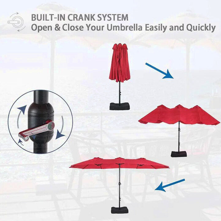 8-Piece Patio Dining Set With Umbrella And 6 Sling Dining Swivel Chairs