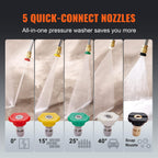 VEVOR Gas Powered Pressure Washer 3400 PSI 2.6 GPM With 5 Quick Connect Nozzles - Copper Pump