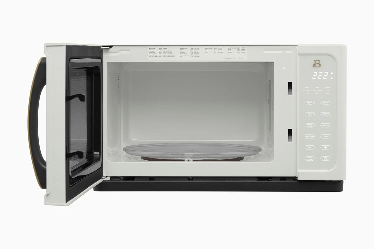 Beautiful 1.1 Cu ft 1000W Sensor Microwave Oven, White Icing