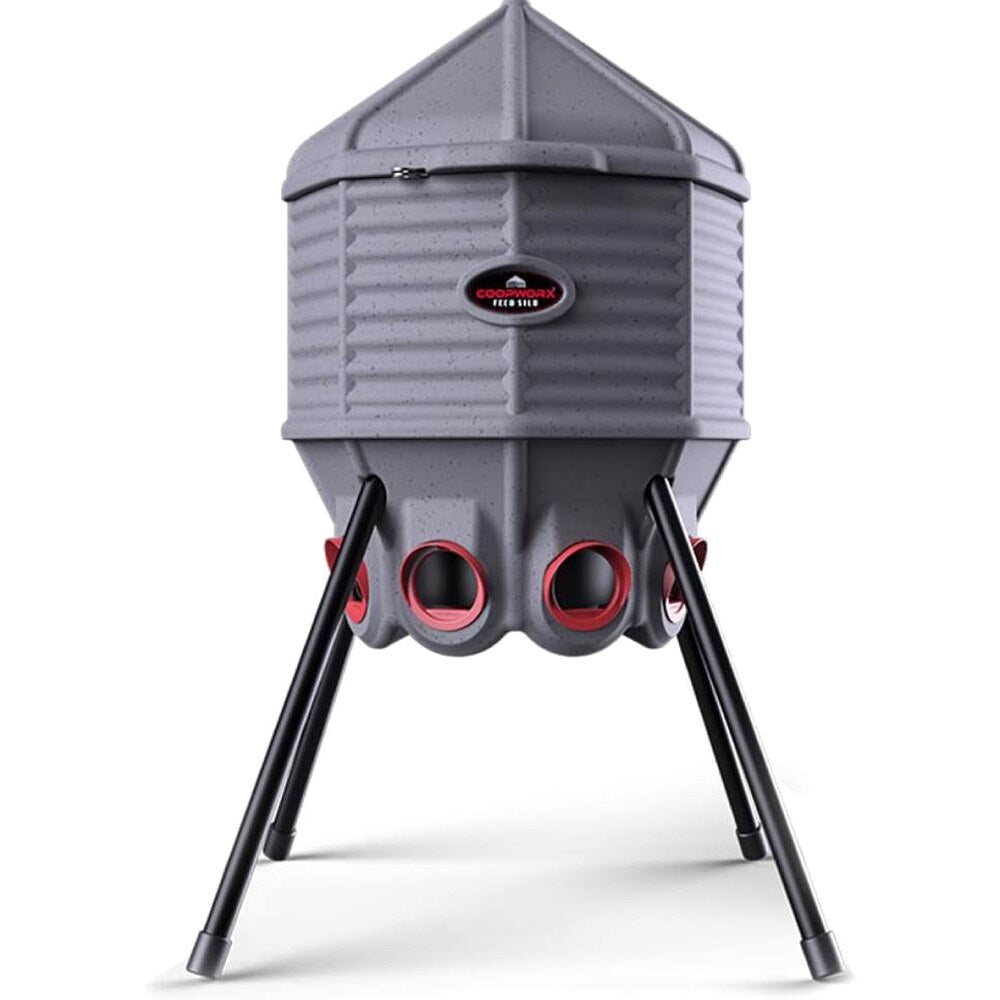 CoopWorx Poultry Feeder, 80 lb, Gray, 8 Ports