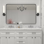 Framed Wall Vanity Mirror With Rounded Corners, 1 Piece