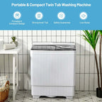 Portable Twin Tub Washer Dryer Combo With Drain Pump, 26 LBS - Blue/Gray