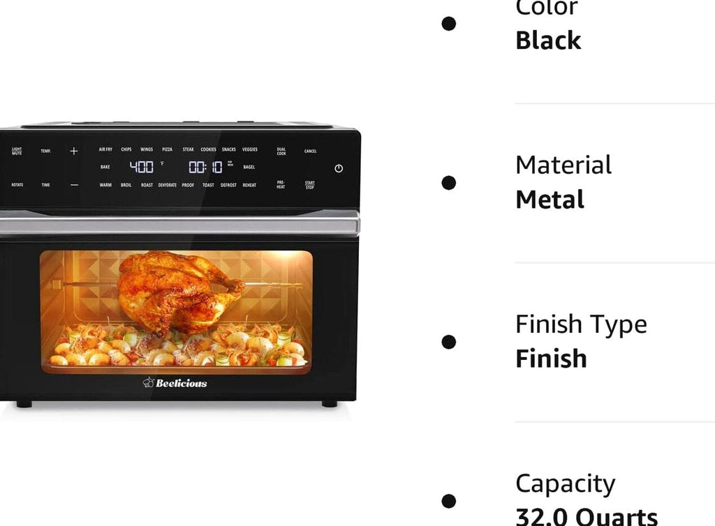 Beelicious Air Fryer Oven Combo, 32QT, 19-in-1, Black - BAF-802