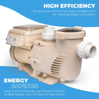 XtremepowerUS Variable Speed In-Ground Pool Pump 230V, 1.5 HP, 6 660 GPH, Max 1.75 HP