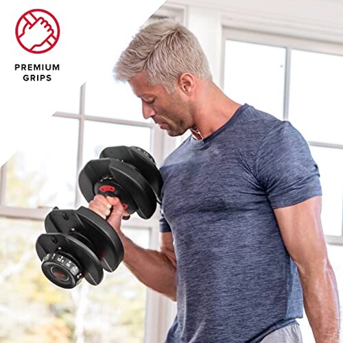 Bowflex SelectTech 552 Adjustable Dumbbells Pair, 5 To 52.5 Lbs - 552