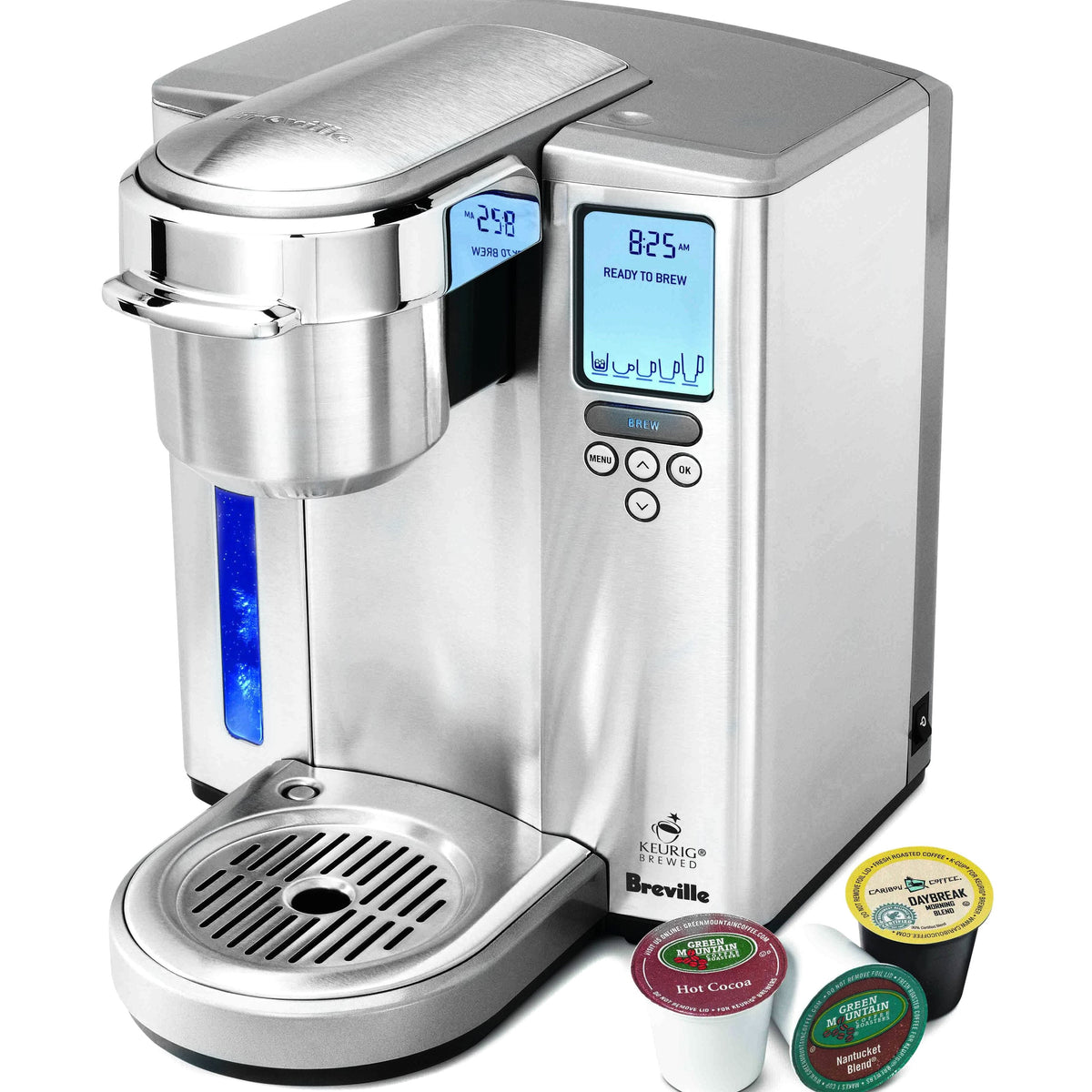 Breville Single-Cup Coffee Brewer With 64 oz Reservoir, Stainless Steel, 5 Brew Sizes - BKC700XL