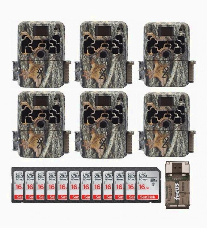 Browning Dark Ops Extreme Trail Camera Bundle, 16MP, HD Video, Camouflage, 6-Pack With 16GB SD Cards