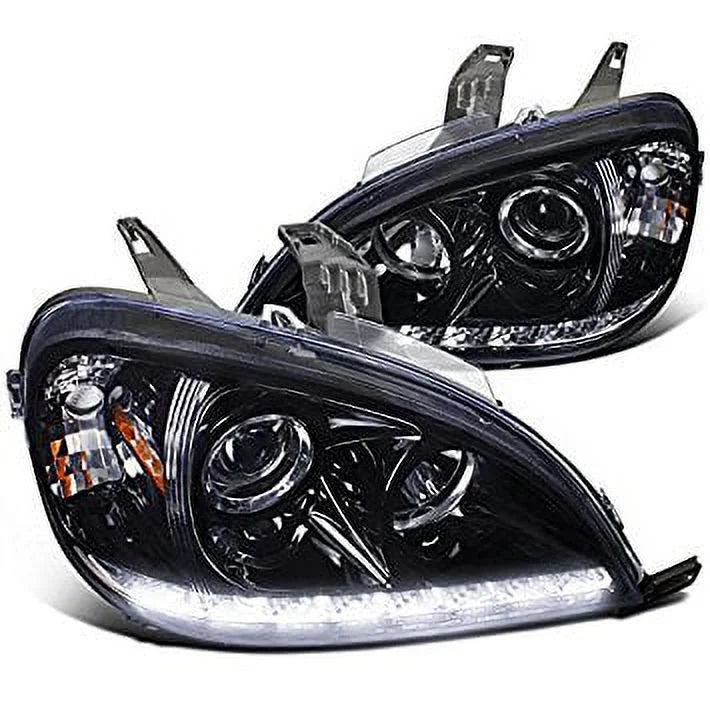 Spec-D Tuning Projector Headlights For Benz W163 ML320/350/55, Glossy Black SMD LED DRL - 2LHP-BW16302G-TM