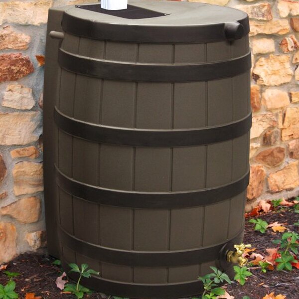 Good Ideas Rain Wizard 40 Gallon Rain Barrel With Darkened Ribs - Oak