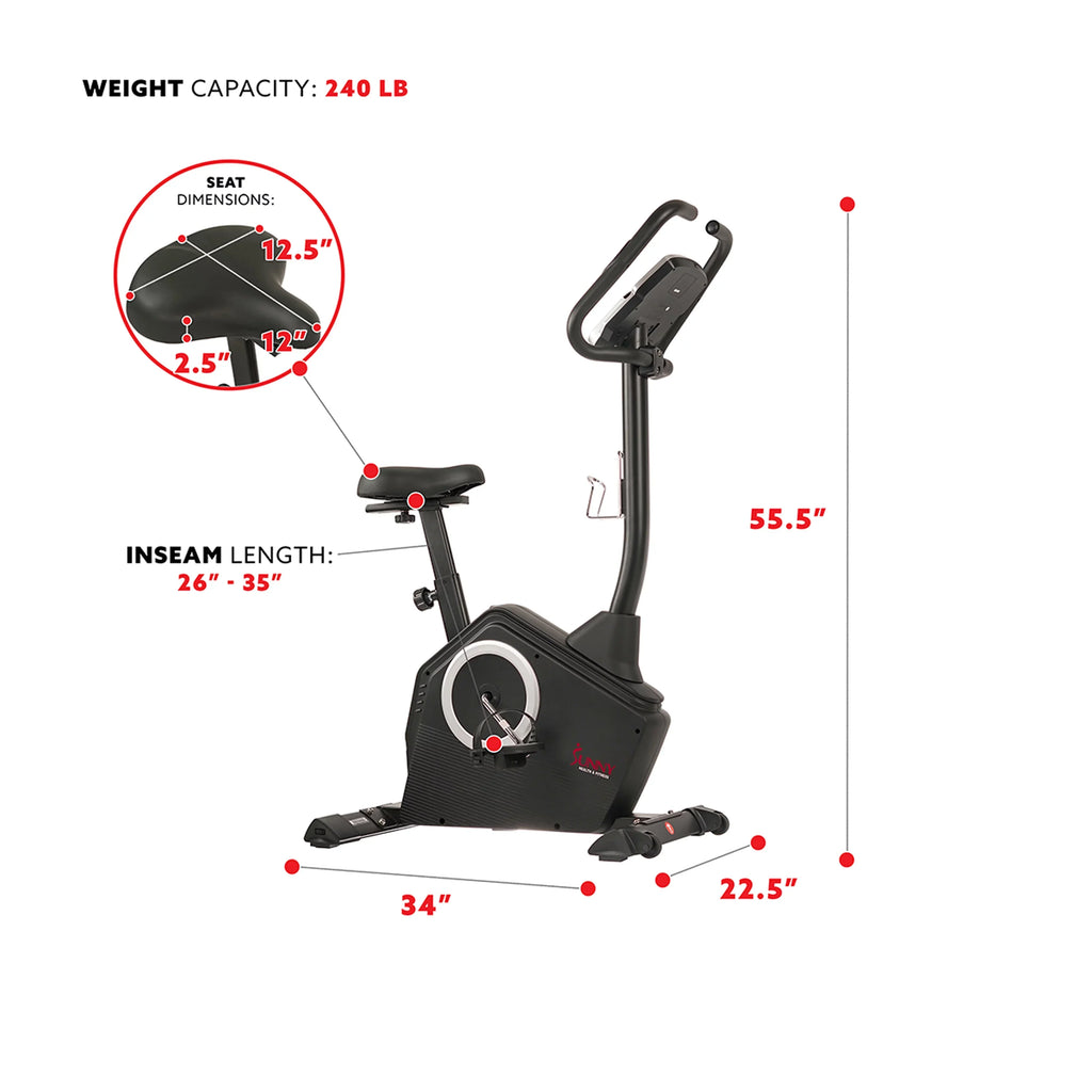 Sunny Health & Fitness Magnetic Upright Exercise Bike With LCD Pulse Monitor - SF-B2883