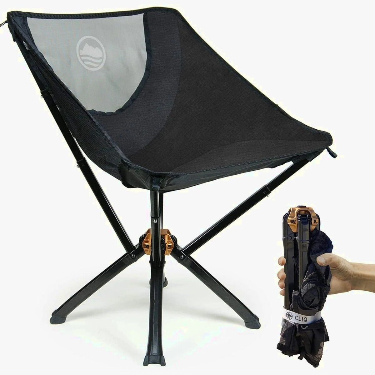 CLIQ Portable Folding Camping Chair, Black, 1 Pack, 300 Lbs - CC01