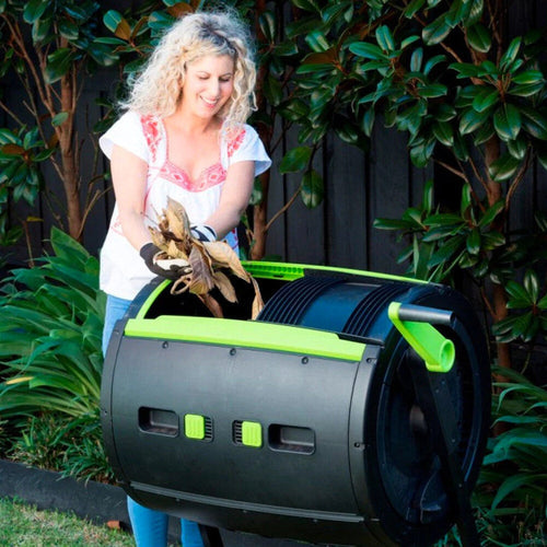 65-Gallon Compost Tumbler And 12-Gallon Cart Combo - 41.3 Inch x 30 Inch x 45 Inch