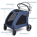 Tikysky 4-Wheel Pet Stroller for Medium and Large Dogs and Cats - Blue