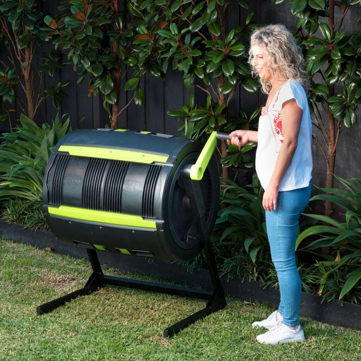 Maze 65-Gallon Compost Tumbler With 12-Gallon Cart, Black - 41.3 x 30 x 45 in