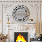 32 Inch Round Sunburst Decorative Wall Mirror, Silver Glass - 31.5 Inch