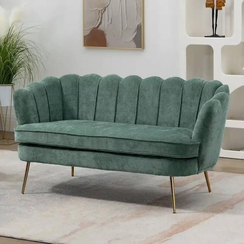 Mid-Century Modern Tufted Loveseat 59in Upholstered Sofa