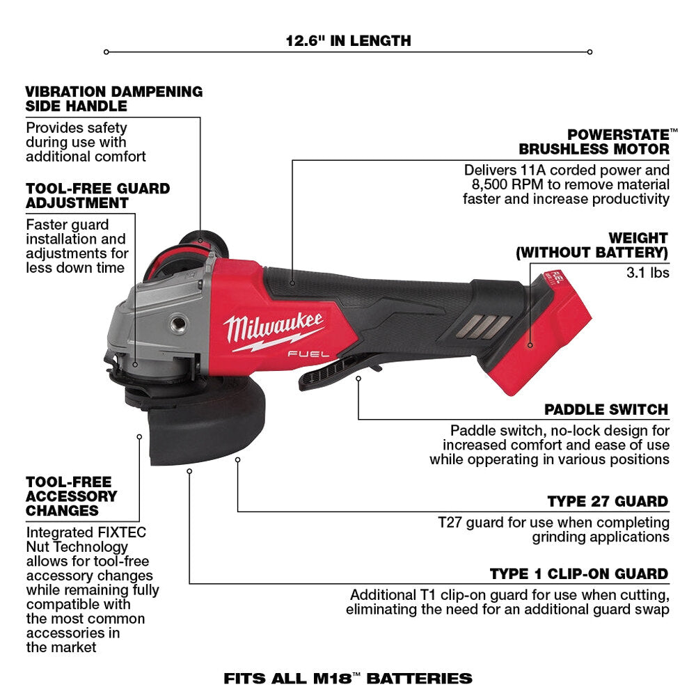 Milwaukee M18 FUEL 18-Volt Lithium-Ion Brushless Cordless 7-Tool Combo Kit 5.0 Ah - 2998-27