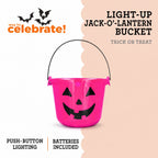 Light-Up Jack-o'-Lantern Trick-or-Treat Bucket, Pink, 6.5", Halloween by Way To Celebrate