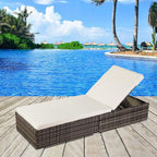 GoDecor Outdoor Wicker Rattan Reclining Sunlounger, Gray