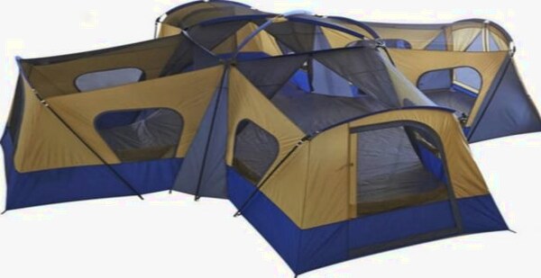 Ozark Trail 14 Person Cabin Tent, Blue And Yellow - Base Camp