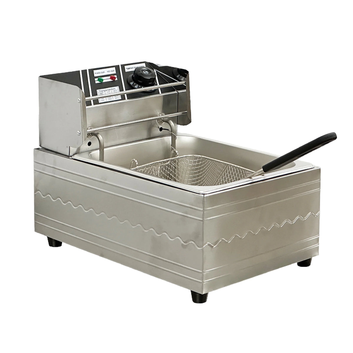1600W Electric Deep Fryer, Stainless Steel, 6L, 110V - Commercial Single-Chamber