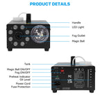 Yexmas 600W Fog Machine with Disco Ball & 8 RGB LED Lights – 2000CFM and Remote Control for Parties, Weddings, Halloween & DJ Events
