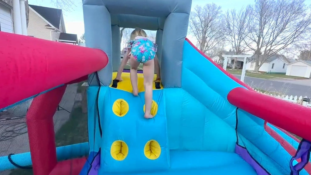 ROOJER 8-in-1 Kids Inflatable Bounce House Water Park With 450W Blower, 2 Water Cannons, Crocodile Sprinkler - B0C2HLK2R4