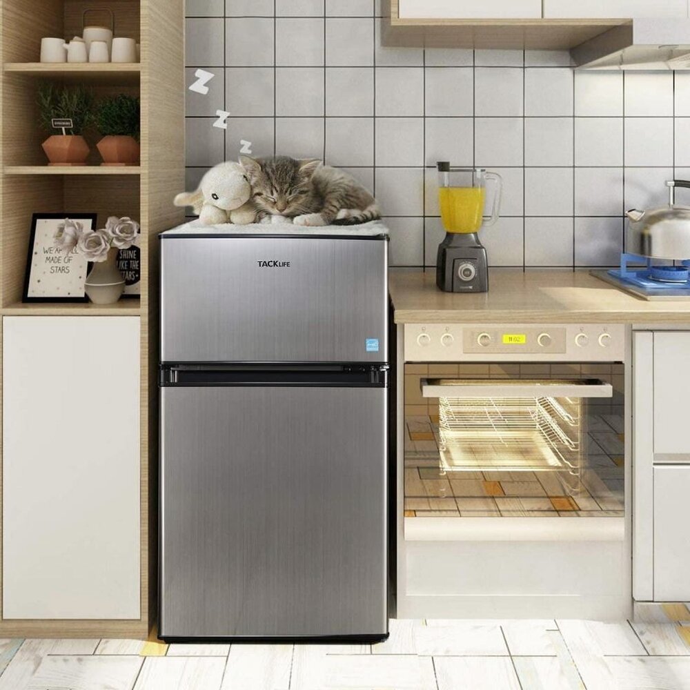 Mini Fridge With Freezer, 3.1 Cu.Ft Compact Refrigerator With LED Light - HPVFR310
