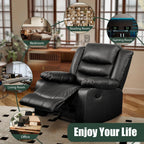 TrumanPick Manual Leather Rocker Recliner Chair, Black