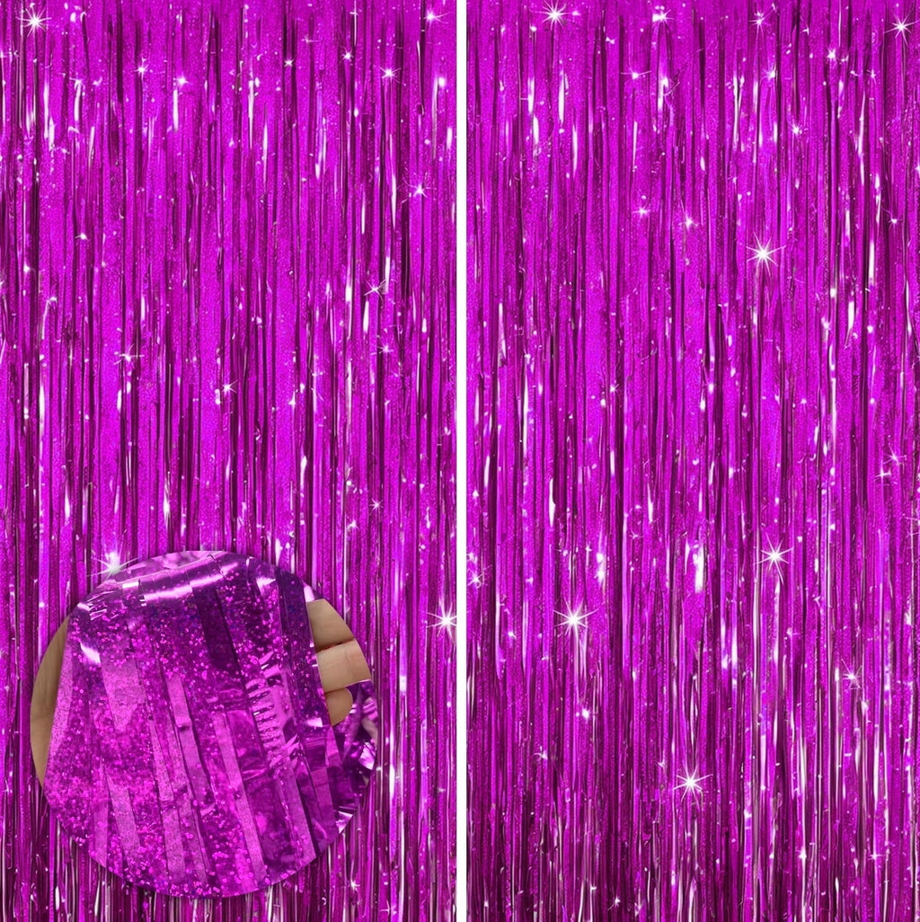 Sm:)e 2-Pack Light Bright Silver Foil Fringe Curtains for Events - Birthday, Wedding, Graduation, Christmas, Baby Shower, various festivals Decor Photo Booth Fun!