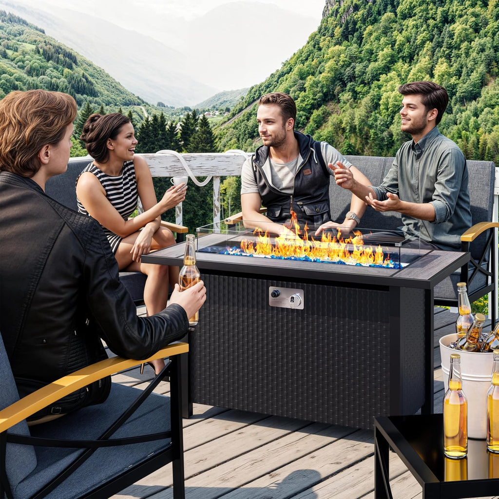 Meilocar 45in Propane Fire Pit Table, 50000 BTU, Gray Tabletop