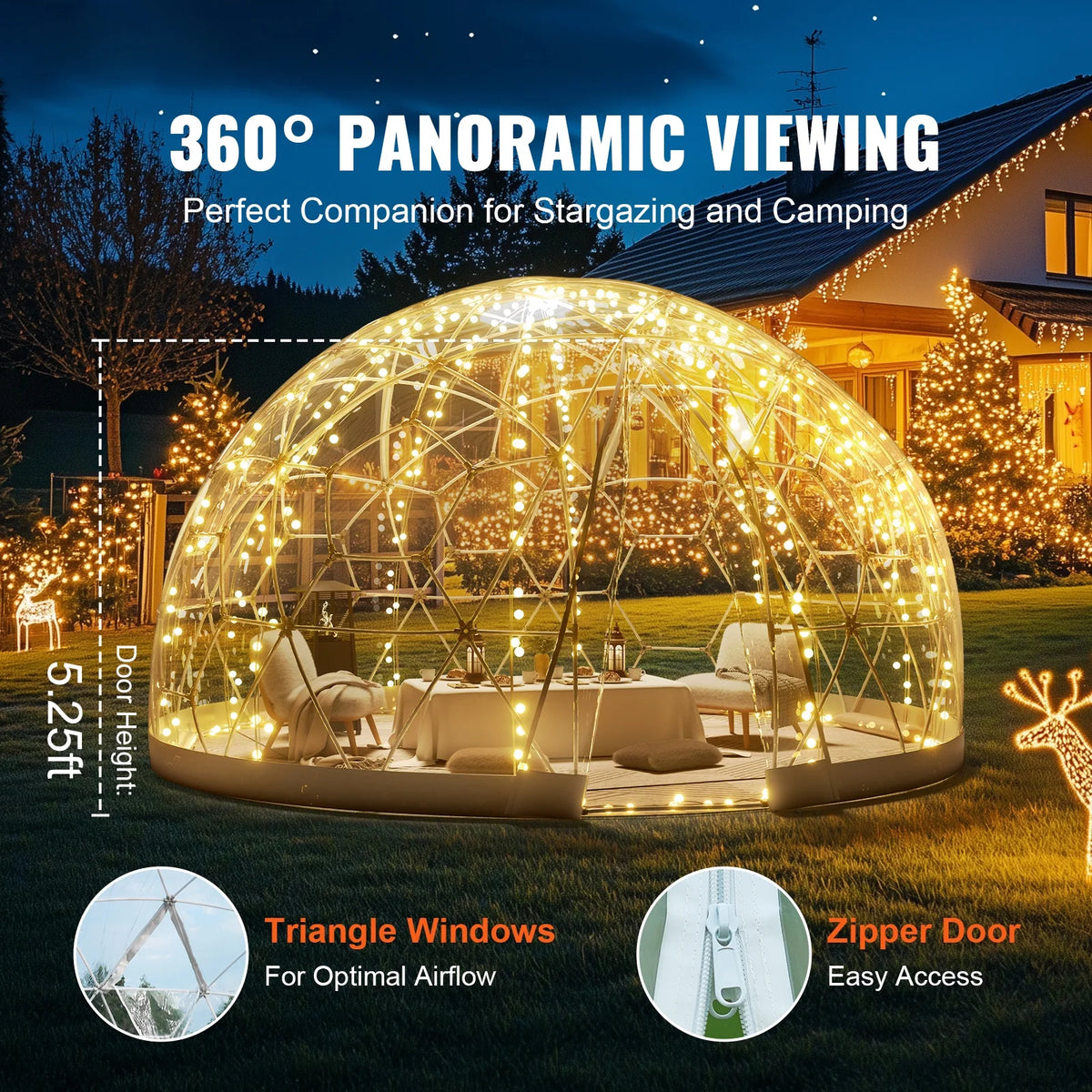 KFFKFF Outdoor Dome Tent, 9.5 Ft Clear PVC - GB-DOME-9.5